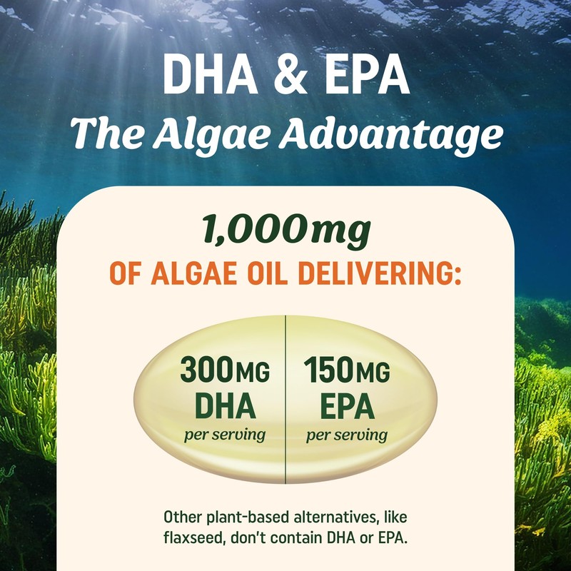 Vegan Omega 3 Algae Oil | Plant Based DHA EPA