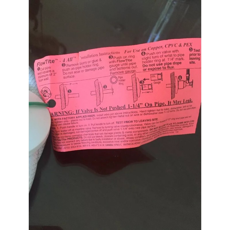 FlowTite 4All One Valve Fits All PushOn Hoses 36" White