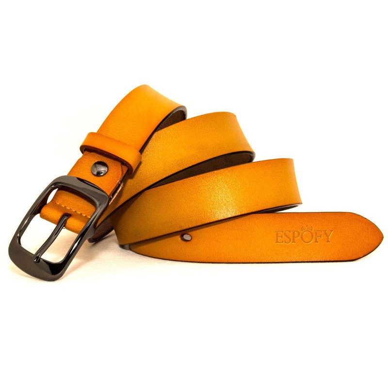 ESPOFY Women's Genuine Leather Belt with Single Prong Alloy Buckle