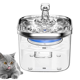 Bebedero para Gato, 304 Acero Inoxidable Fuente para Gato, 67oz/2 L, Ultrasilencioso y Sistema de Filtración de Agua Circulante de Fuente de Agua para Gatos, Dispensador de Agua para Perro