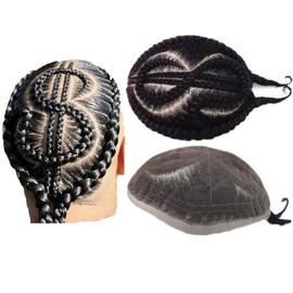 NLW Afro braid Toupee for men Afro curl HD Swiss lace Hair pieces for mens Human hair replacement system 8x10" lace hair prosthesis units wig for black men $ style Braid