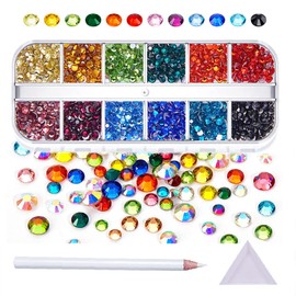 Pedrería para Uñas GeorgeX Tamaños Mixtos Kit de Uñas de Diamantes 12 Colores de Diamantes de Imitación para Uñas Utilizado en la Artesanía y Decoración del Arte de Uñas