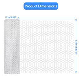 Plastic Chicken Wire Fencing,15.8IN×9.84FT Poultry Fencing Chicken Wire Mesh,Hexagonal Fencing Wire for Gardening Plastic Mesh Fence for Crafts, Floral Netting