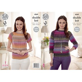 King Cole 4569 Knitting Pattern Womens Raglan Sleeve Sweaters in King Cole Sprite DK