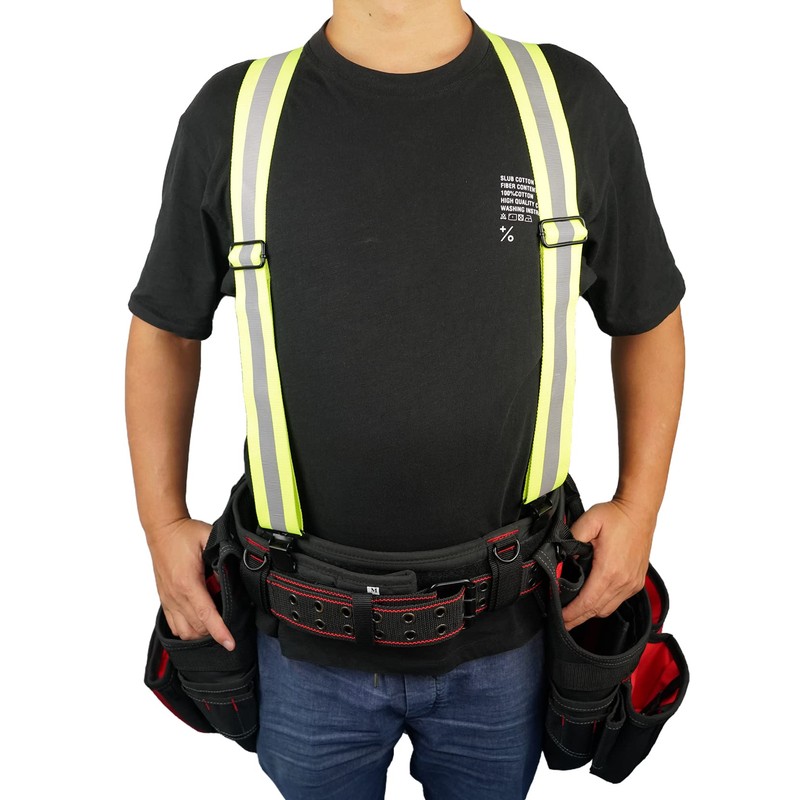 MELOTOUGH Tool Belt Suspenders Reflective Safety Suspenders With Fully Elastic