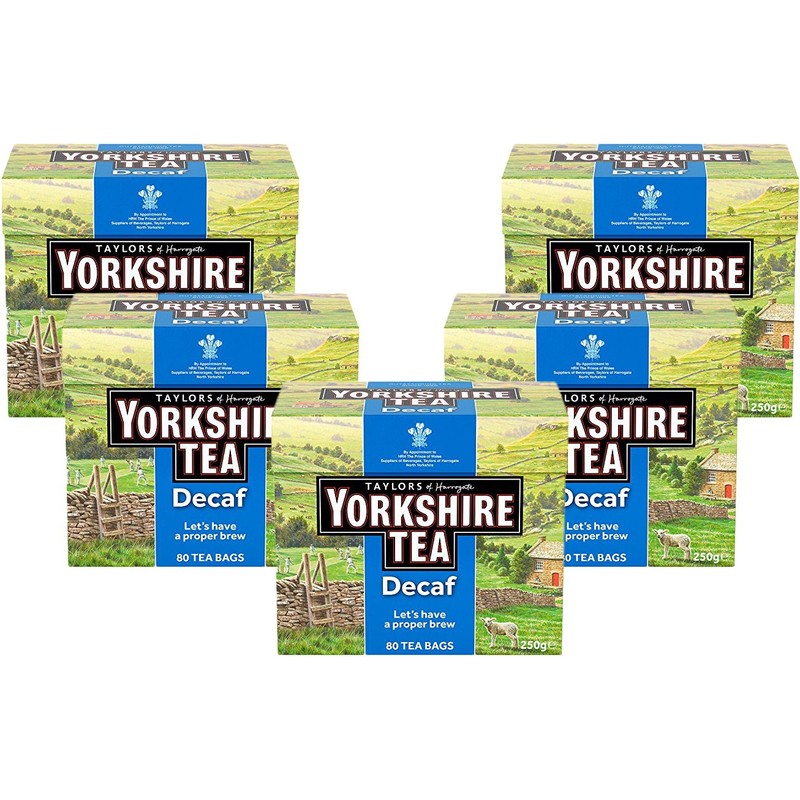 Yorkshire Tea Decaffeinated Tea Bags 250 g (Pack of 5)