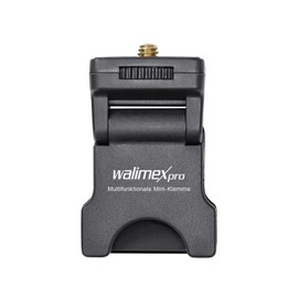 Walimex pro Multifunctional Mini Clamp - LED Light Holder with 1/4" Thread, Maximum Load 350g, Non-Slip Rubber Coating, Universal Clamp for Smartphones, Tablets and Laptops