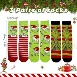 ZeiLaBang Kakadi 3 Pairs Christmas Socks, Cute Cartoon Winter Socks, Warm Socks with Motif Made of Cotton, Gift Christmas Socks, Funny Colourful Socks, Christmas Socks, Colourful Cuddly Socks