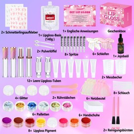 Lip Gloss Make Your Own Set, Vezerd Lip Gloss Making Kit, Moisturising Girls Lip Gloss Lipstick DIY Making Set Funny Make Up Gift for Women