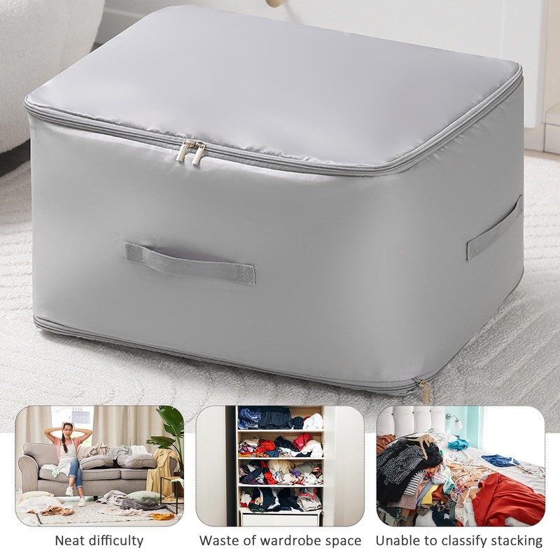 2 Storage Bags, Travel Bag, Space-Saving Self-Compressing Storage Bag, Zippered