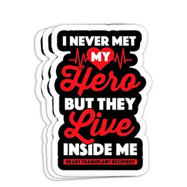 for Organ Recipient - Heart Transplant Survivor Gift Decorations - 4x3 Vinyl Stickers, Laptop Decal, Water Bottle Sticker (Set of 3)