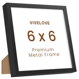 Vivelove 6x6 Metal Picture Frame, Black Aluminum Picture Frames with Tempered Glass, Wall Mounting Horizontally or Vertically, Simple and Elegant Decor for Wall-1Pack