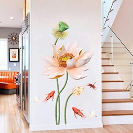 COVPAW® Wall Tattoo Wall Sticker XXL Lotus Flowers Wall Sticker Wall Picture Pictures Living Room Bedroom Decoration (Lotus01)