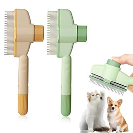 ZORTVUL Flohkamm Für Katzen, 2 Stück Selbstreinigender Flohkamm Für Katze Und Hund, Multifunktionale Katzenbürste Mit Auslöseknopf Für Kurzes Und Langes Haar