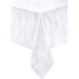 Erwin Müller Arnsberg Series Table Linen, Tablecloth with Jacquard Pattern, White, Size 130 x 220 cm, Robust Fabric, Easy to Iron and Durable, with High-Quality Envelope Hem (Other Colours, Sizes)