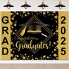 Avezano 7x5ft Graduation Backdrop Class of 2025 Black and Gold