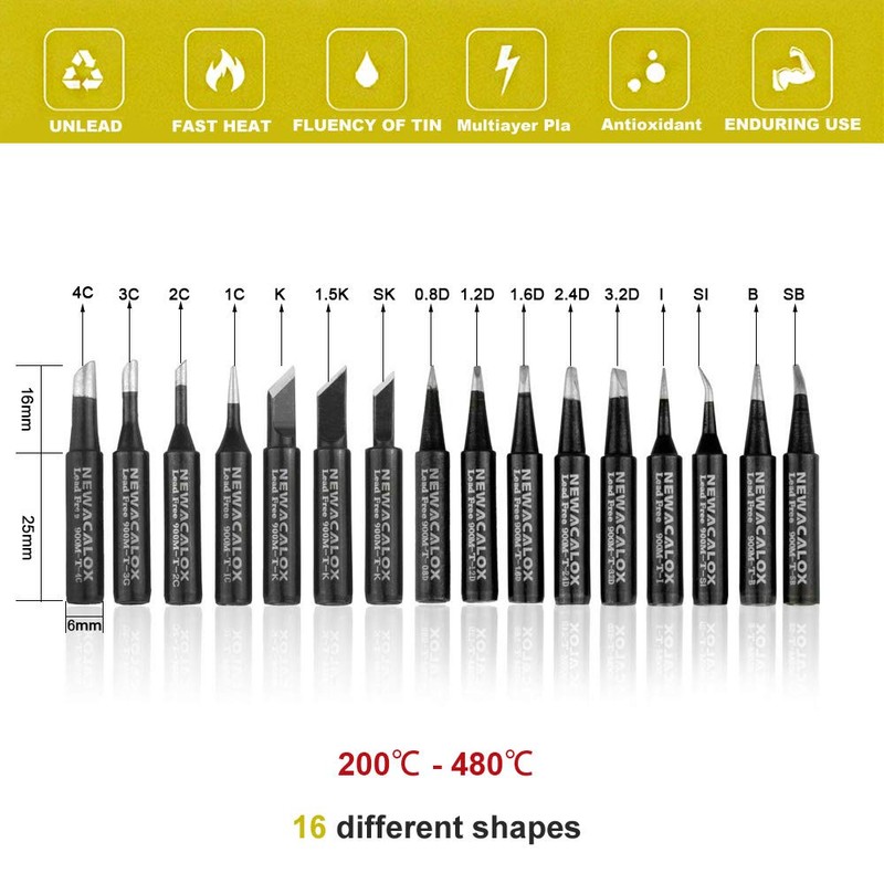 Soldering Iron Tips 900M Solder Lead-free Tips 16pcs for HAKKO