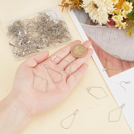 DICOSMETIC 72 Pieces 11 Styles Stainless Steel Geometric Earring Hooks Pendant Dangle Earring DIY Making Kit with Wire Pendant/Earring Hook/Jump Ring/Plastic Ear Nuts for DIY Jewellery Making