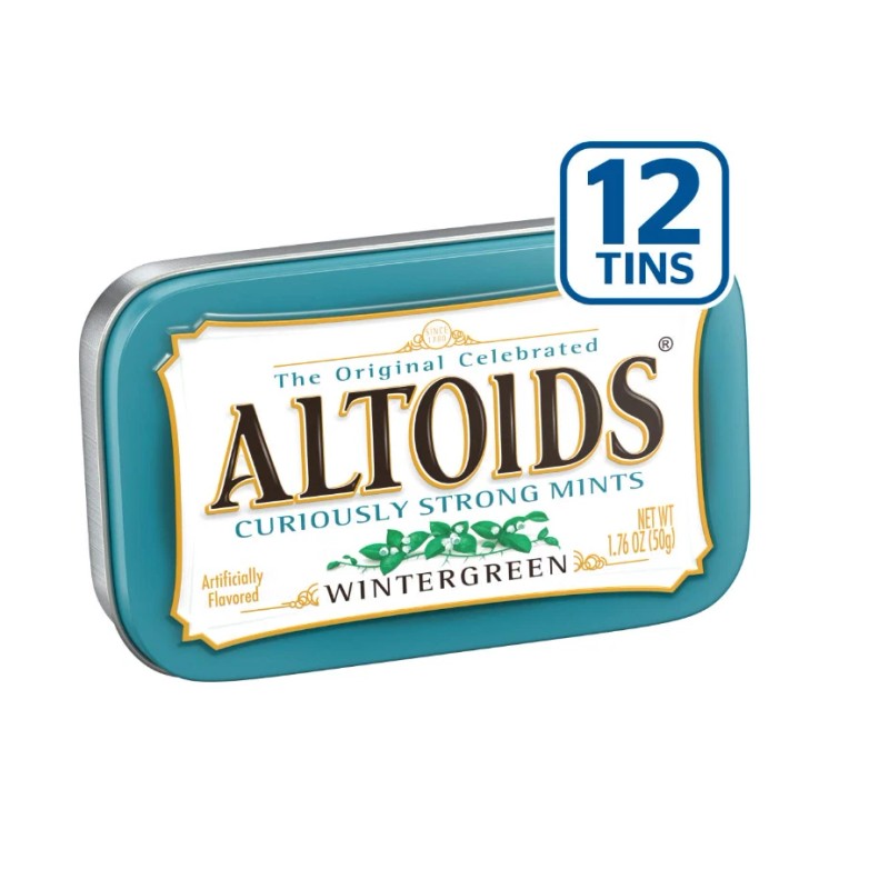 ALTOIDS Classic Wintergreen Breath Mints, 1.76-Ounce Tin (Pack of 12)