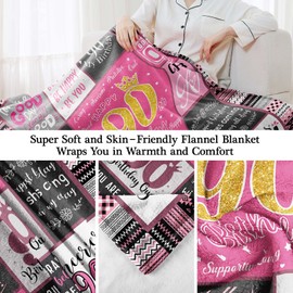 COZYCRIB 90th Birthday Gifts for Women Blanket Gifts Throw Blanket 90th Birthday Decorations Birthday Presents for Her Wife Mum Women Sister Soft Flannel Blanket 50"x60"