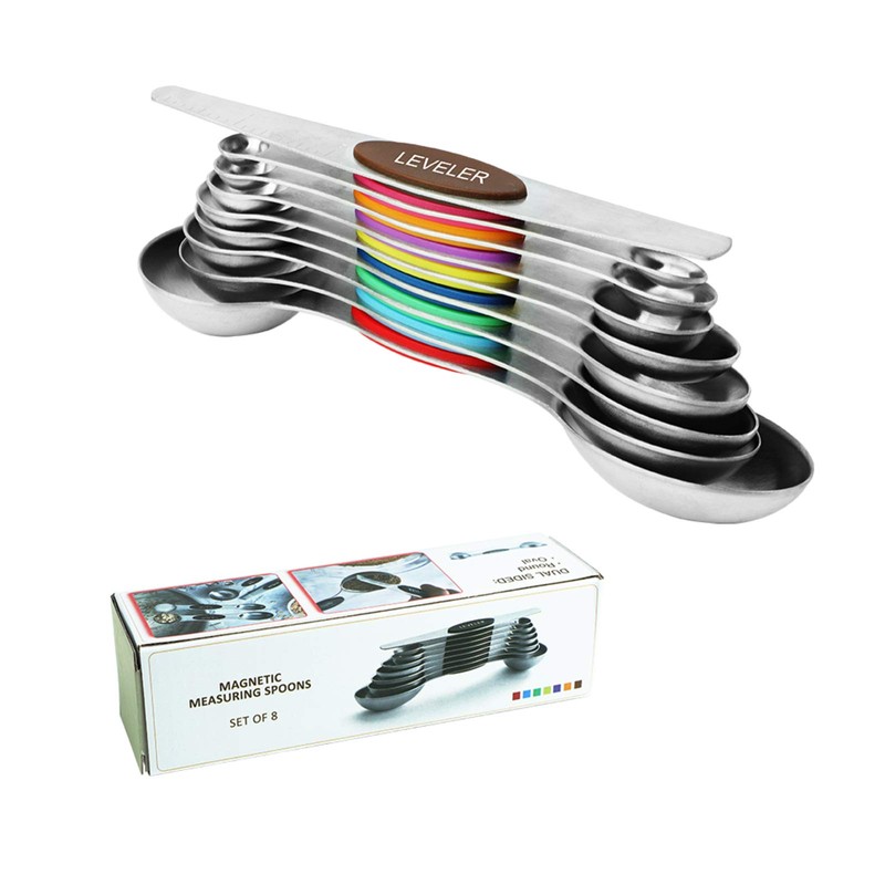 Magnetic Measuring Spoons Sets of 9, WOVTE Dual Sided Stainless