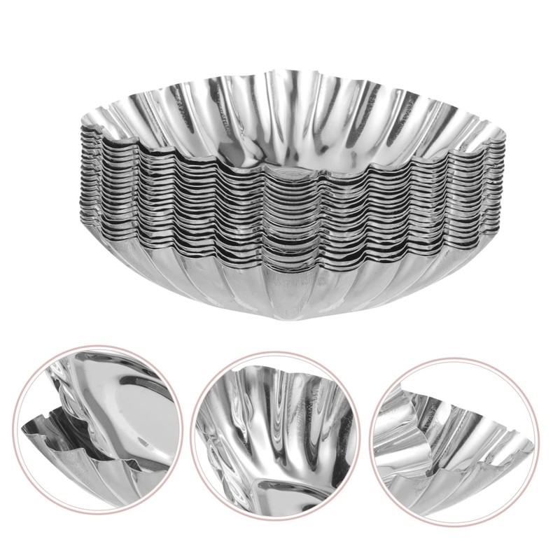 ULTECHNOVO 20Pcs Nonstick Egg Tart Molds Stainless Steel Cupcake Muffin