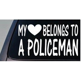 EZ-STIK My Heart Belongs to a policemanD758 Sticker Decal Police cop Law k9 Unit
