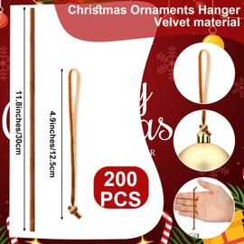 Tanlade 200 Pieces Christmas Ornament Ribbon Hangers 10.6 Inch Thin Ornament Ribbon Christmas Tree Tied Lanyard Strap Loop for Holiday School Xms Crafts Decor Party Gift (Brown,Velvet)