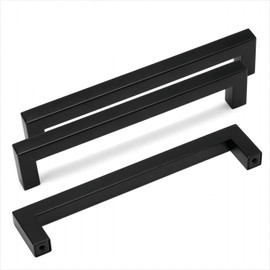 HauSun Pack of 15 Furniture Handles, 128 mm, Black, Stainless Steel Kitchen Handles, Cabinet Handles with Screws, Door Handles, Furniture Handles, Kitchen Handles, Cabinet Handles