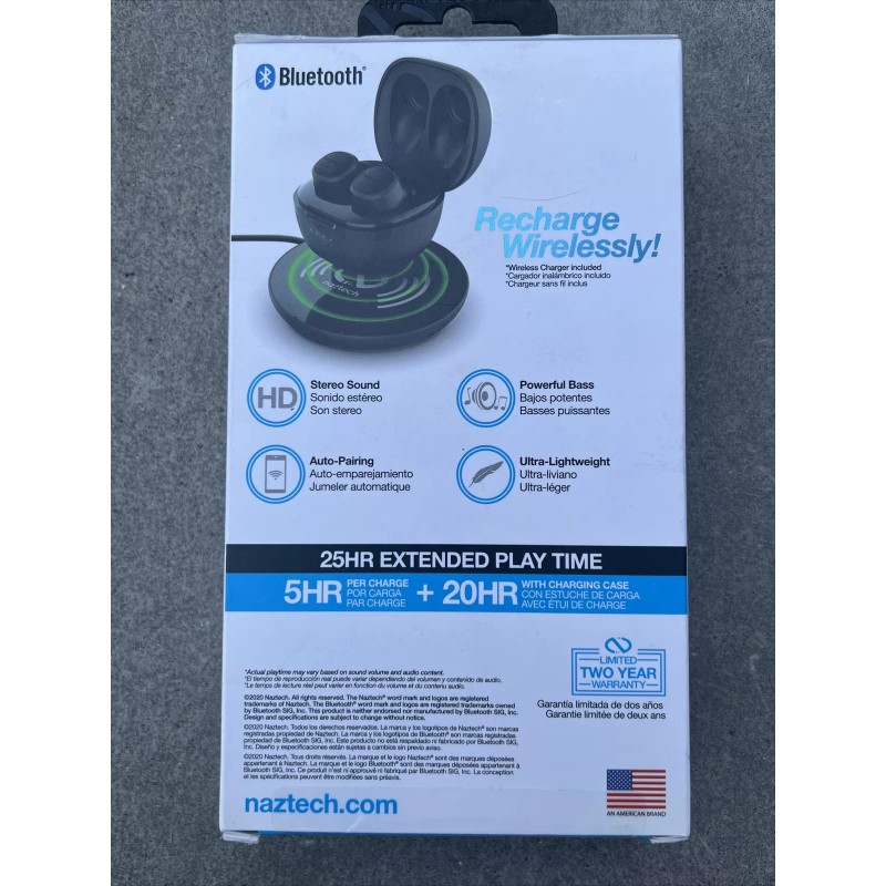 Naztech Freedom+ True Witeless Earbuds w/Charging pad – BLACK NIB