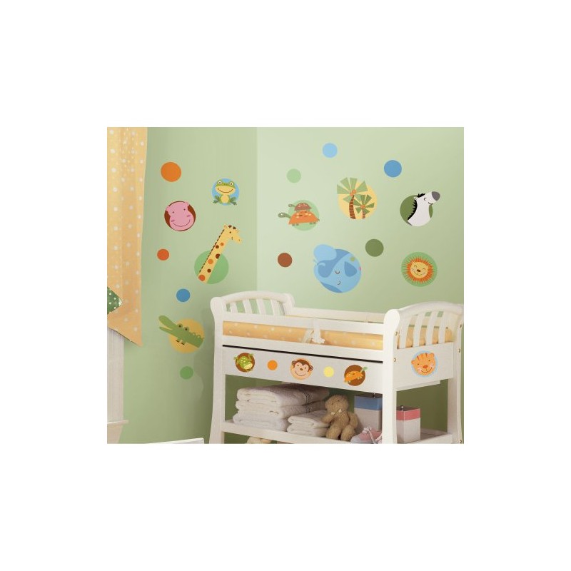 RoomMates Jungle animals polka dot Wall Decal