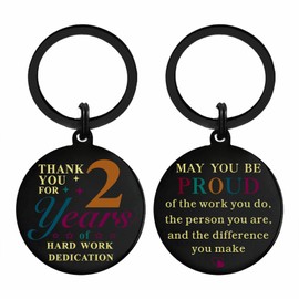 iyaone 2 Years Work Anniversary Employee Gifts - Happy 2 Years Work Anniversary Keychain - 2 Years Work Anniversary Keychain Gift