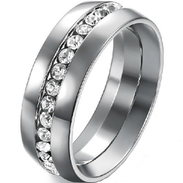 Jude Jewelers 8MM Stainless Steel Wedding Band Engagement Eternity Ring