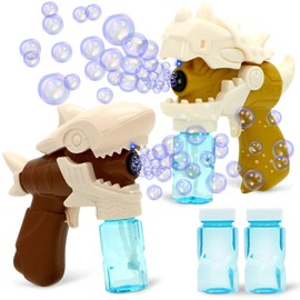 JOYIN 2 pistolas de burbujas para niños, juguetes automáticos de burbujas de dinosaurio con 2 soluciones de burbujas, divertido regalo de verano al aire última intervensión para niños de 4, 5, 6, 7, 8 años en adelante