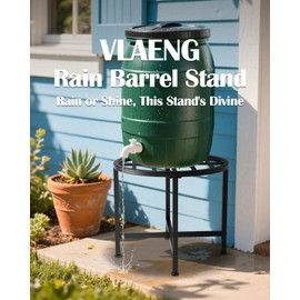Vlaeng Rain Barrel Stand, Heavy Duty Rain Water Collection Base, Rain Barrel Stand for 45/50/55 Gallon Plastic Outdoor Rain Barrel, Loading 1200lbs for Out Garden, Irrigation, Carbon Steel, Black