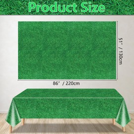QUERICKY 6 Pack Green Grass Tablecloths, 220x130cm Grass Pattern Table Cover Golf Tennis Football Field Table Cloth for Sports Theme Parties Supplies Sports Event Decorations