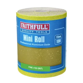 Faithfull FAIAR10120Y 10M Fine (120 Grit) Sandpaper Roll Yellow (Std) 115mm x 10M