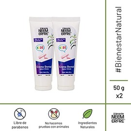 bienestar NEEM ERFRE Crema dental natural en gel infantil con Xilitol | sin fluor, LESS, LSS | 50 gr (Chicle, Paq de 2)