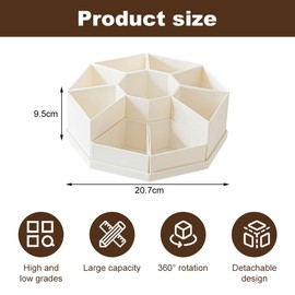 Lvjkes Rotating Pen Holder, 9 Compartments, Large Capacity Desk Organiser, 360° Rotatable Upgrade, Removable, Can Hold Pencils, Crayons, Various Stationery (White)