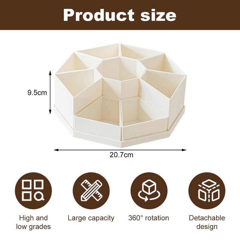 Lvjkes Rotating Pen Holder, 9 Compartments, Large Capacity Desk Organiser,