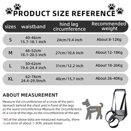 Dog Lift Harness, Adjustable Dog Lift Support, Portable Dog Harness for the Rear Legs, Carrying Aid Dog Rear Dog Lifting Harness, Dog Loop, for Sick or Operated Dogs (XL)