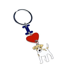 MeiAOBest Dog Keyring,I Love Dog Pendant Key-ring,Metal Pet ID Tags Keychain Keyfob Key Tags Dog Lovers Keychain Gift_Jack Russell