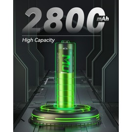 Mupoer 4 x AA Rechargeable Batteries, Ni-MH 2800mAh High Capacity Battery, 1.2V Double A Low Self Discharge Batteries