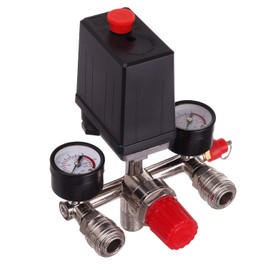 Pressure Regulator 230 V with Pressure Switch with 2 Measuring Indicators from 0 to 12 Bar, External Thread 1/2 Inch (~21 mm), Pressure Switch for 230 V Compressor, Compressed Air Compressor,