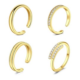 Briana Williams Toe Rings for Women Gold Toe Ring Adjustable Open Band Rings Simple Diamond Hawaiian Beach Foot Jewelry for Summer