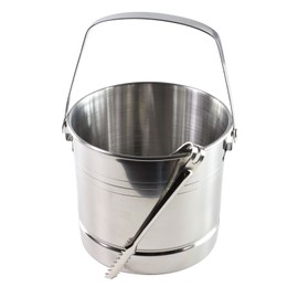 Ice Bucket with Tongs Small Home Set Stainless Steel with Drainage Layer