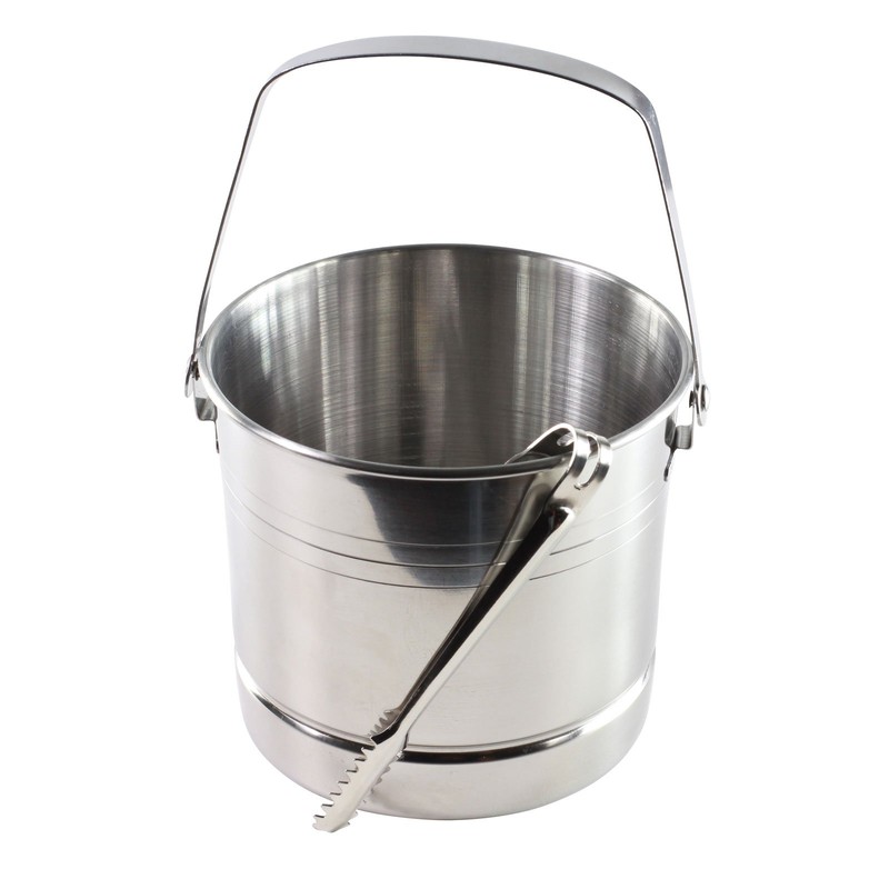Ice Bucket with Tongs Small Home Set Stainless Steel with