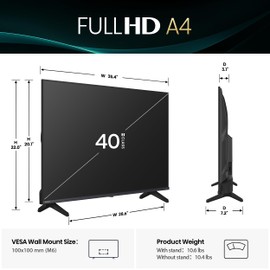 Hisense 40-Inch Class A4 Series FHD 1080p Smart Fire TV (40A4NF, 2025 Model) - DTS Virtual: X, Slim Bezel Design, Alexa Built in