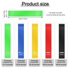 Fitness Bands, Set of 5, Resistance Bands with 5 Resistance Levels, Natural Latex Resistance Bands, Exercise Bands for Muscle Building, Pilates, Yoga and Fitness