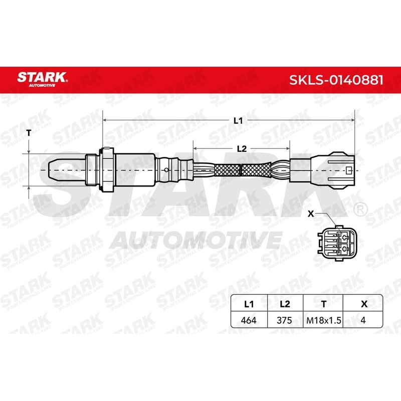 STARK SKLS-0140881 Lambdasonde Oxygen O2 Sensor Beheizt 375mm